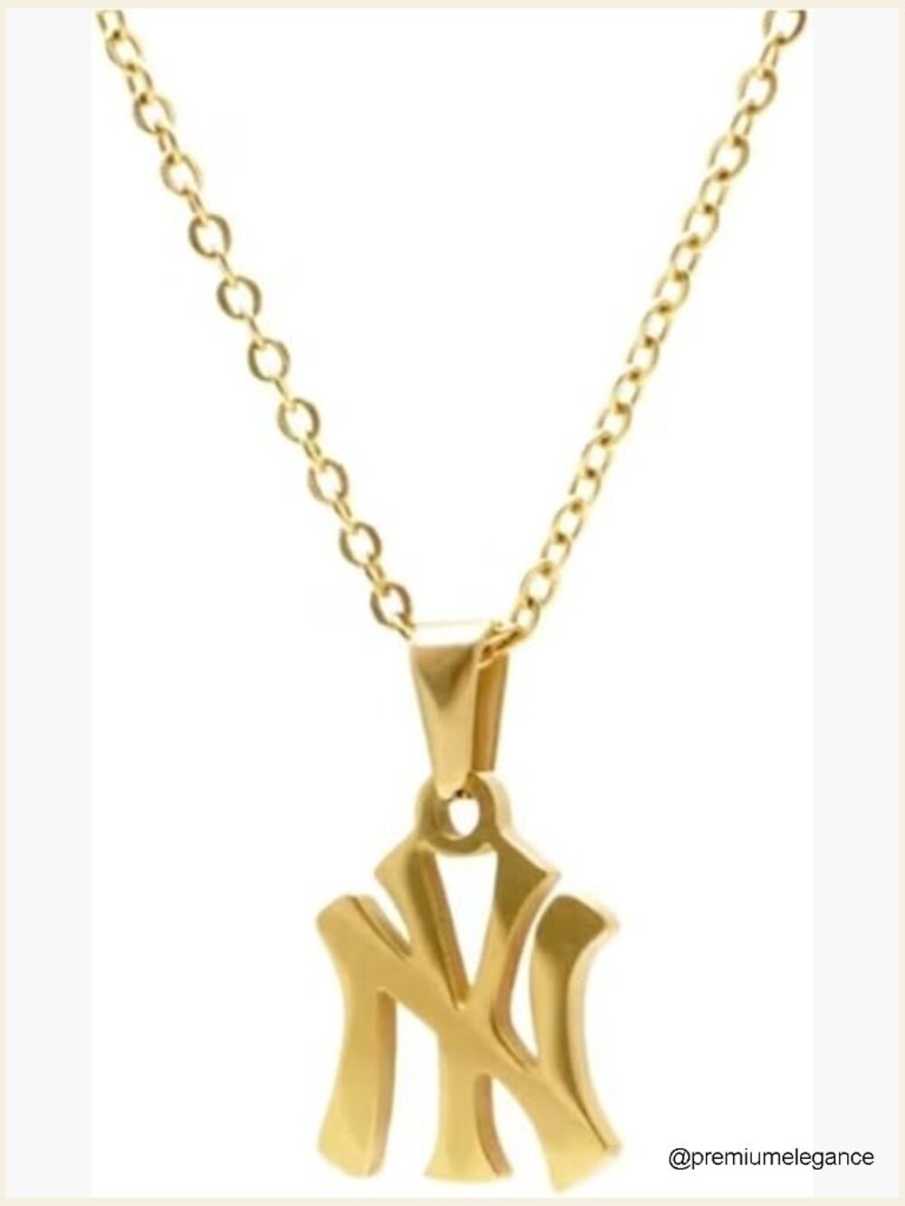 New York Pendant Necklace 18K Gold Plated Stainless Steel Link Chain